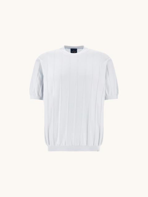 CREW‑NECK SWEATER IN PIUMA COTTON WITH LINEN DETAILS