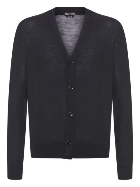 V-neck wool cardigan