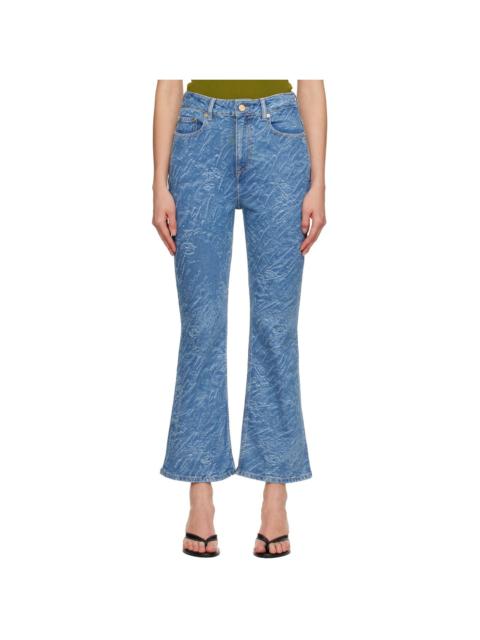 Blue Straight 3D Laser Betzy Cropped Jeans