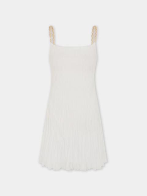SHORT WHITE PLEATED CHIFFON DRESS