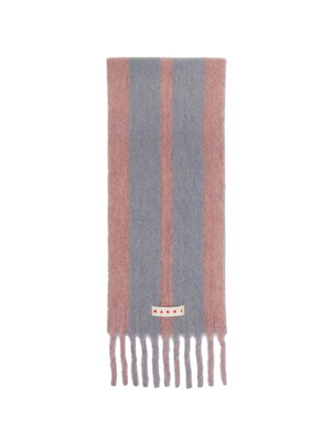 Pink & Gray Striped Alpaca Scarf
