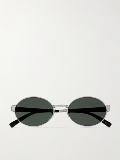 Oval-frame Silver-tone Sunglasses