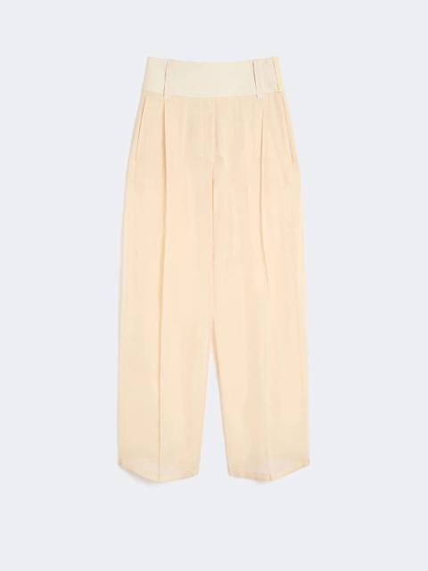 Wide-fit trousers in organza-feel cotton voile - ECRU