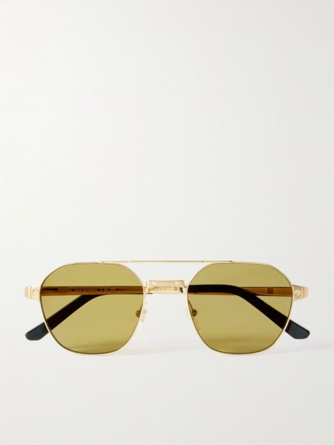Santos de Cartier Aviator-Style Gold-Tone Sunglasses Gold