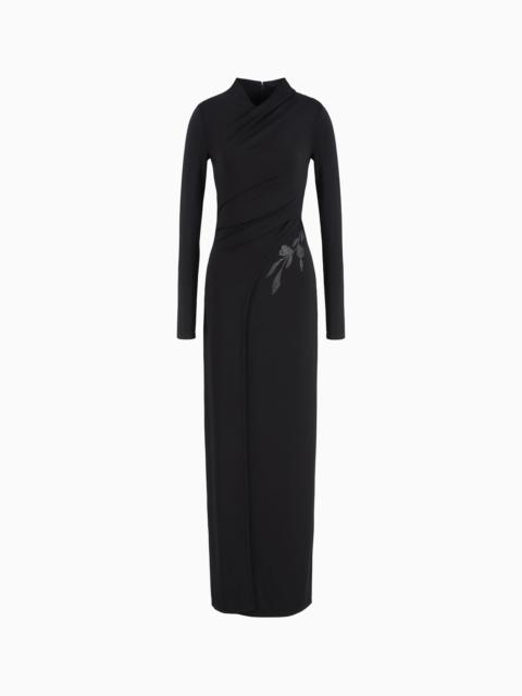 ASV long dress in stretch viscose jersey with rhinestones