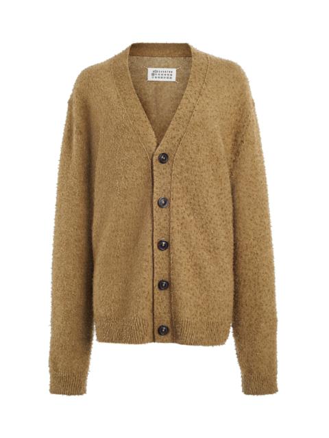 Textured Knit Wool-Cotton Cardigan green