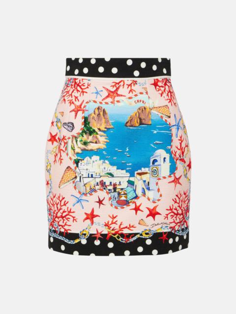 Capri printed cotton miniskirt