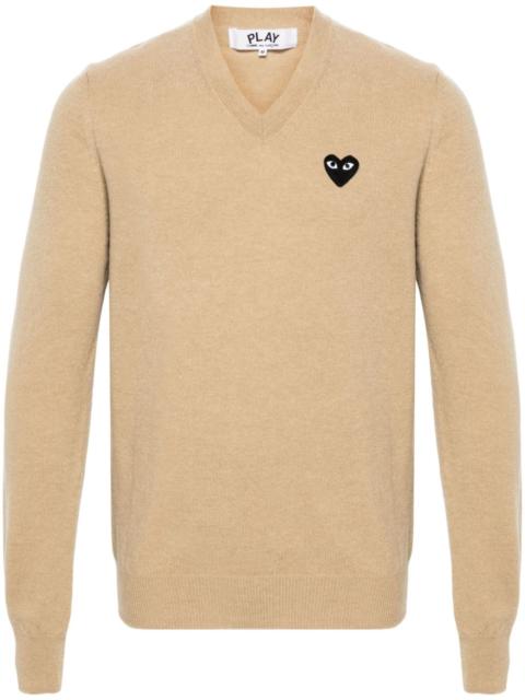 heart-patch wool jumper
