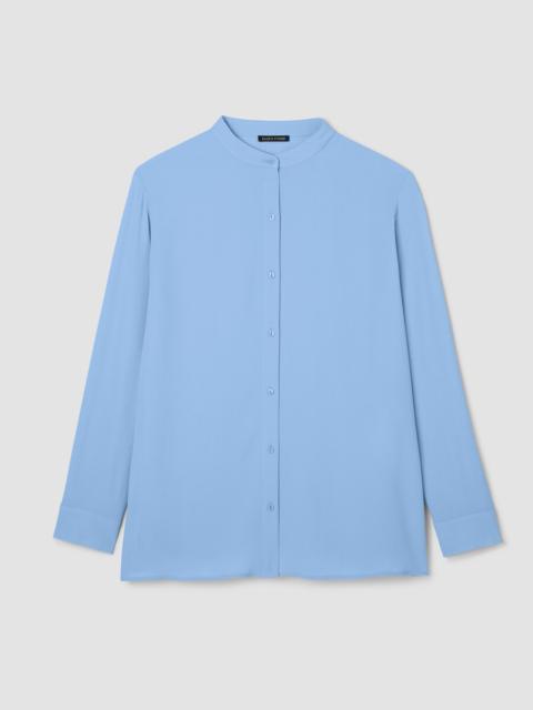 Silk Georgette Crepe Band Collar Shirt