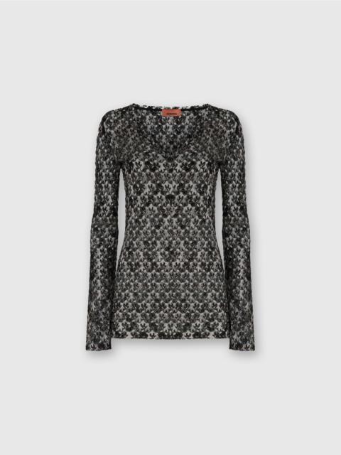 Slim Fit V-Neck Sweater in Lace