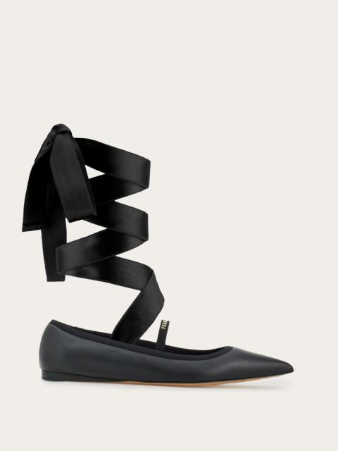 Ballet flat with ankle ribbon