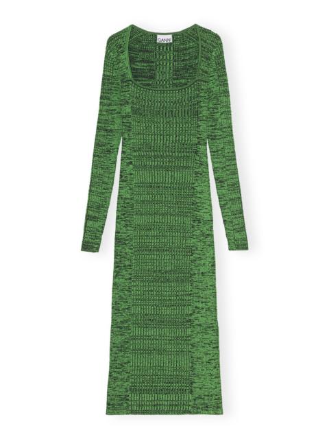 GREEN MELANGE KNIT DRESS