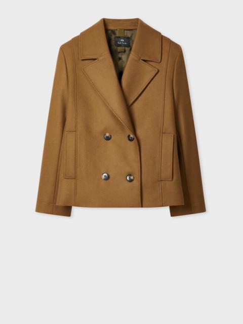 Women's Brown Wool-Cashmere Blend Pea Coat