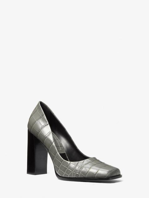 Jeanne Crocodile Embossed Leather Pump