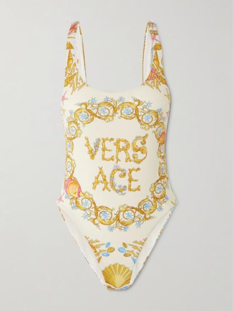 Open-back printed swimsuit Yellow
