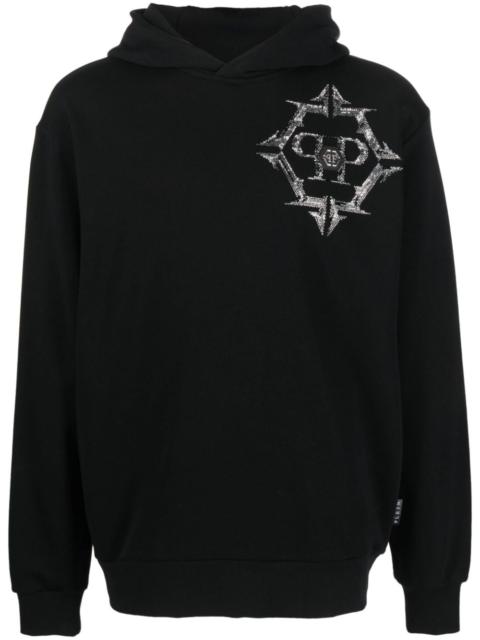 Chrome rhinestone-embellished hoodie