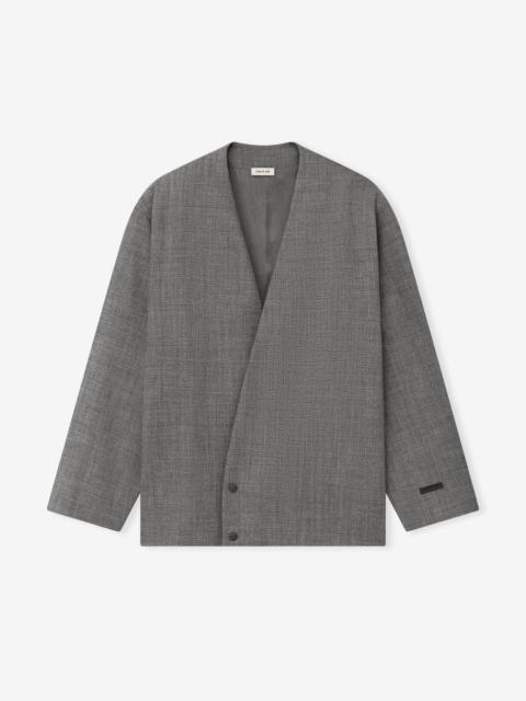 Mouline Wool Relaxed Lapelless Jacket