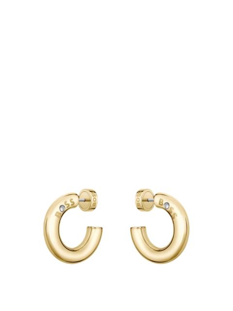 GOLD-TONE HOOP EARRINGS WITH LOGO DETAIL