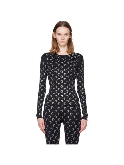 Black Recycled Moon Strass Second Skin Crewneck T-shirt