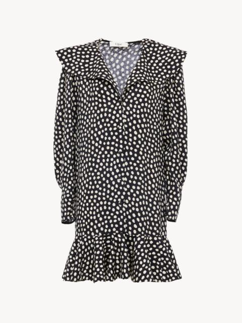 LONG-SLEEVE MINI DRESS IN SILK JACQUARD