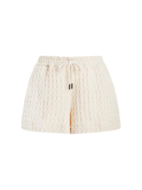 Drizzle Waffle-Knit Cotton Shorts ivory