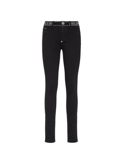 Strass stretch-denim leggings