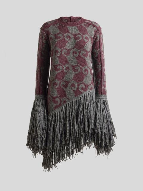 WOOL AND ALPACA JACQUARD MINI DRESS WITH FRINGING