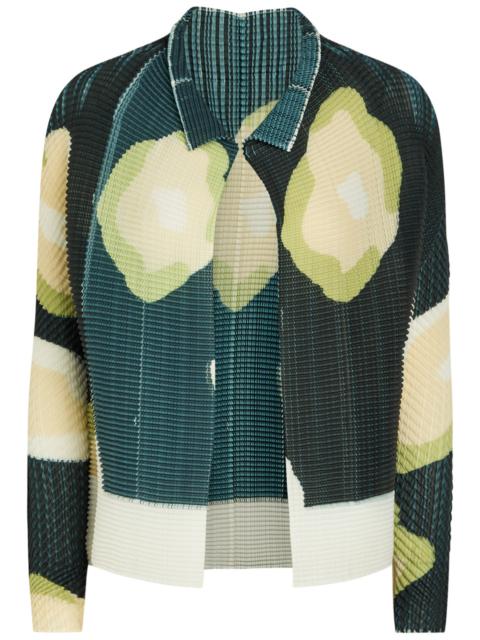 Issey Miyake Printed Pleated Woven Cardigan