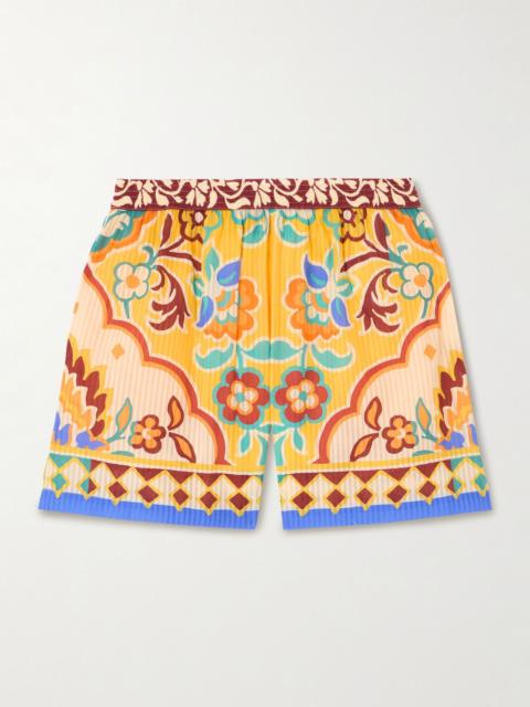 Printed cotton and silk-blend shorts Yellow