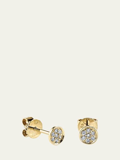 Single Pave Diamond Disc Stud Earring