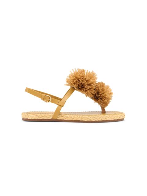 Ingrid Pom Pom Leather Espadrilles yellow