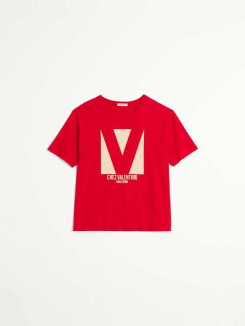 COTTON T-SHIRT WITH CHEZ VALENTINO PRINT