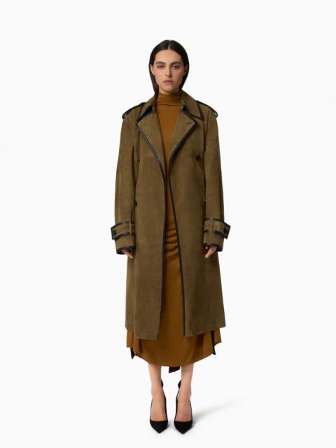 Belted Suede Leather Trench