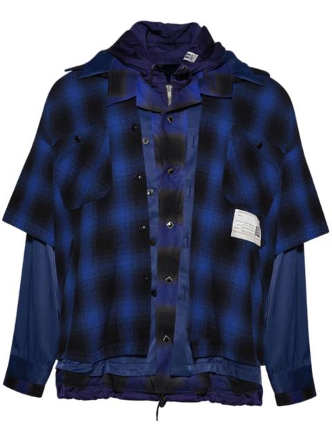layered checked-pattern shirt