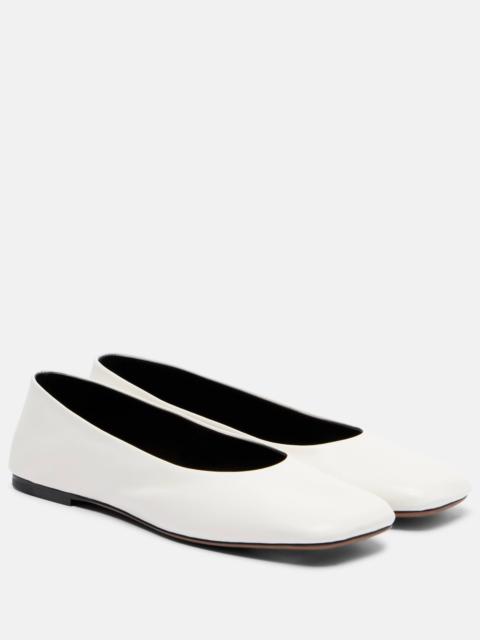 Square leather ballet flats