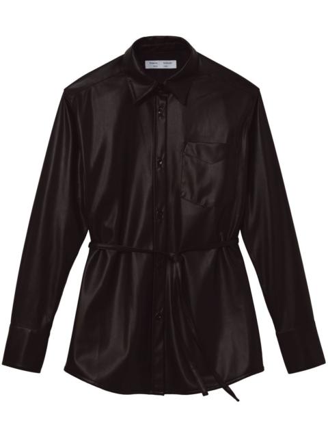 faux-leather shirt jacket