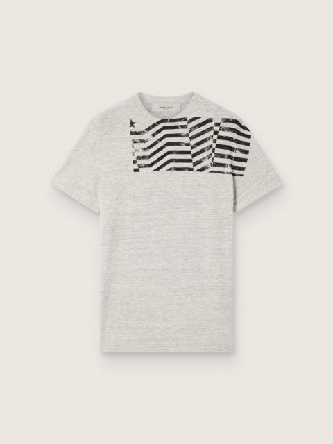 Unisex T-shirt in gray melange jersey with flag print