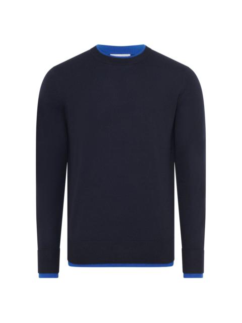 Wells Knit Sweater in Navy & Cobalt Cashmere Silk