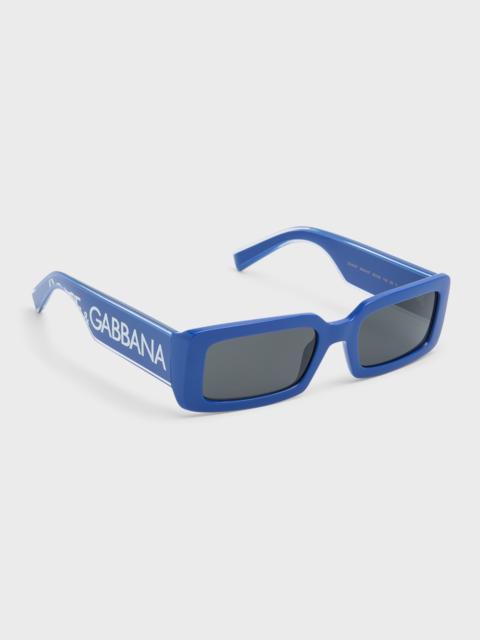 Graphic Logo Plastic Rectangle Sunglasses