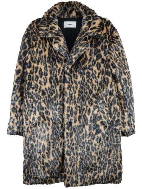 leopard-print faux-fur coat