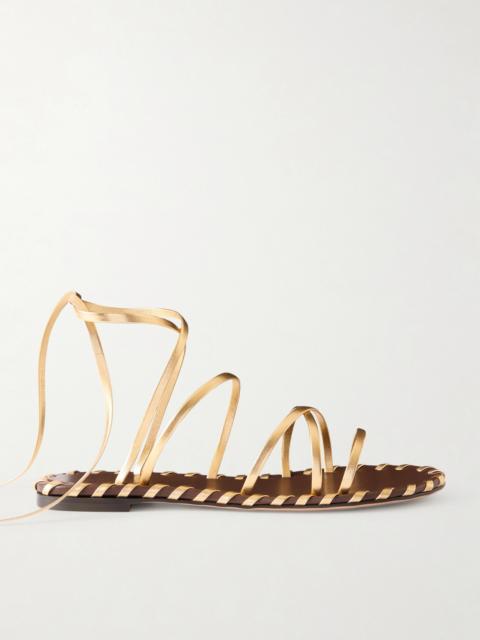 Lace-up Metallic Leather Sandals