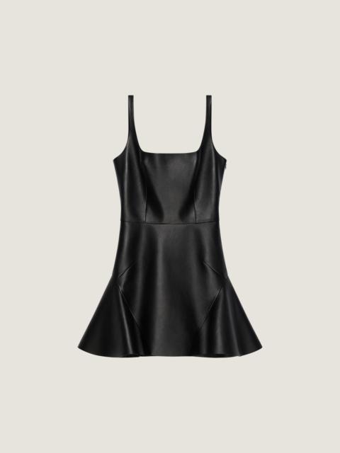 FLUTED MINI DRESS IN LEATHER