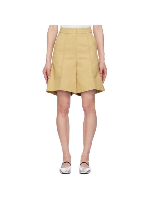 Beige Structured Shorts