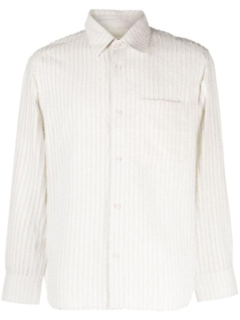 stripe-embroidered cotton shirt
