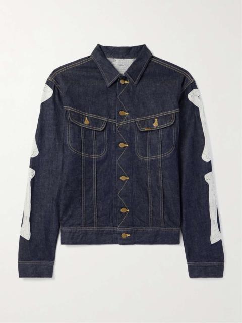 Mexican Tuxedo Crochet-Trimmed Denim Jacket