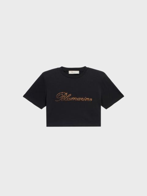 CROPPED JERSEY T-SHIRT WITH EMBROIDERY