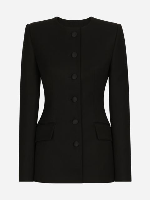 Single-breasted wool crepe jacket
