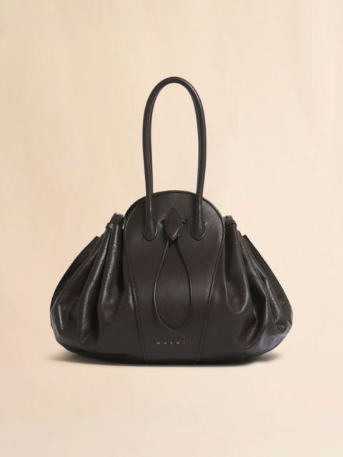 BROWN LEATHER TULIPEA LARGE HANDBAG