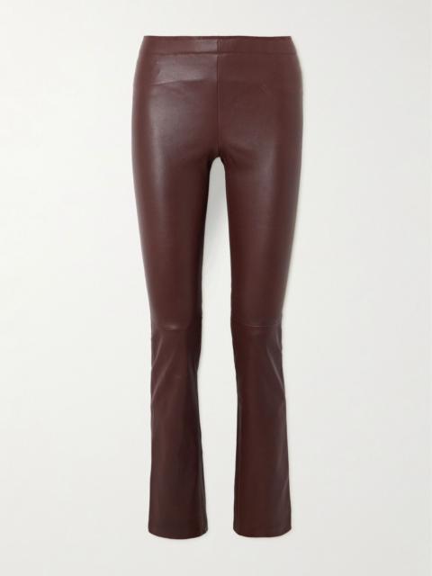 JP paneled leather flared pants Dark brown