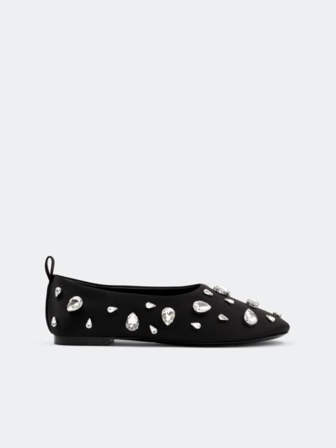 Teardrop Crystal Riad Flat in Black/Clear